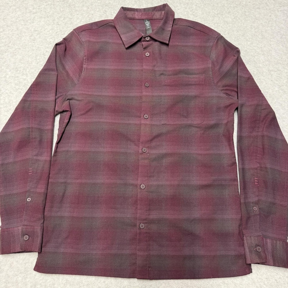 Lululemon Mason Peak Flannel Shirt Mens S Purple Stripe Long Sleeve Button Up
